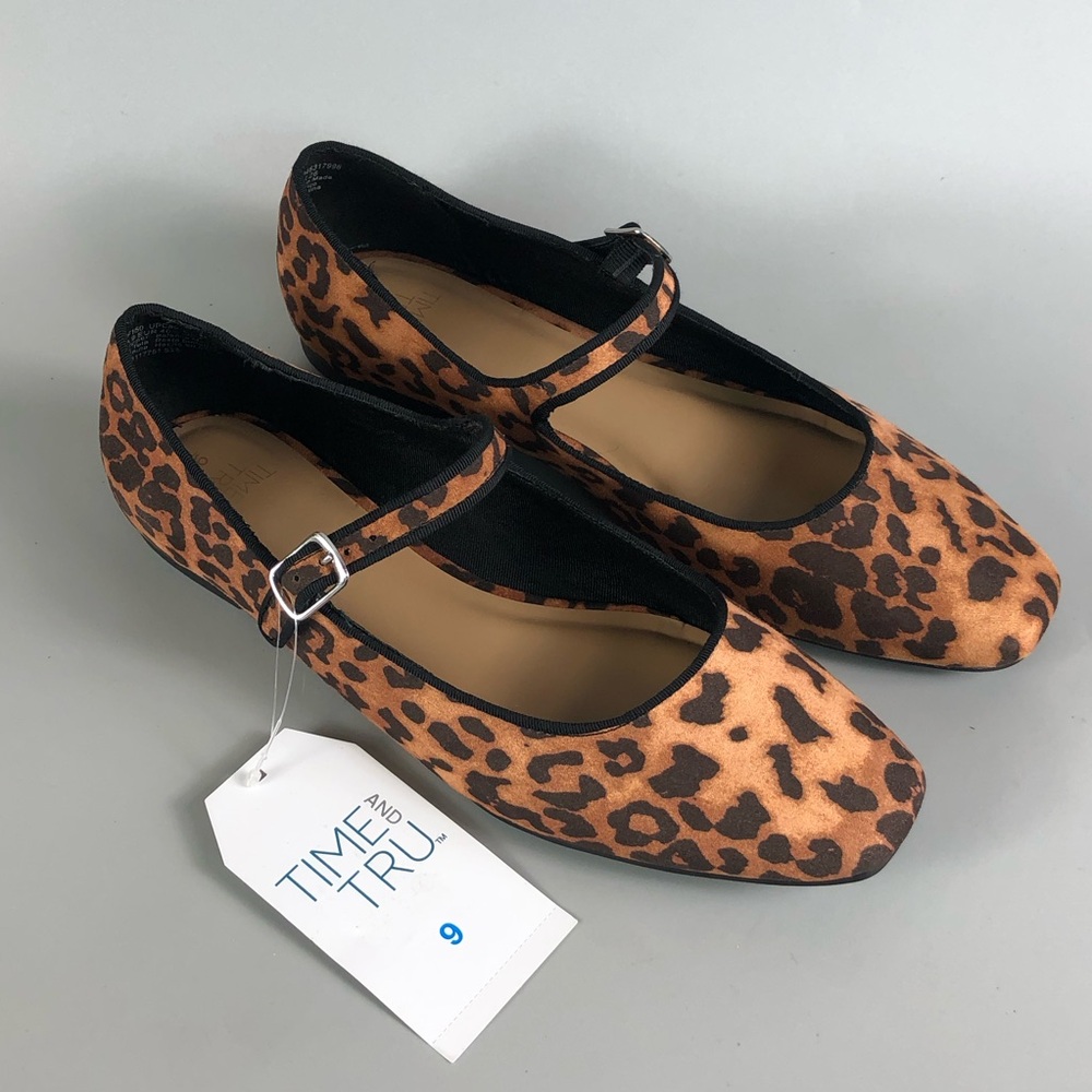 Time and Tru Leopard Print Mary Jane Flats Size 9